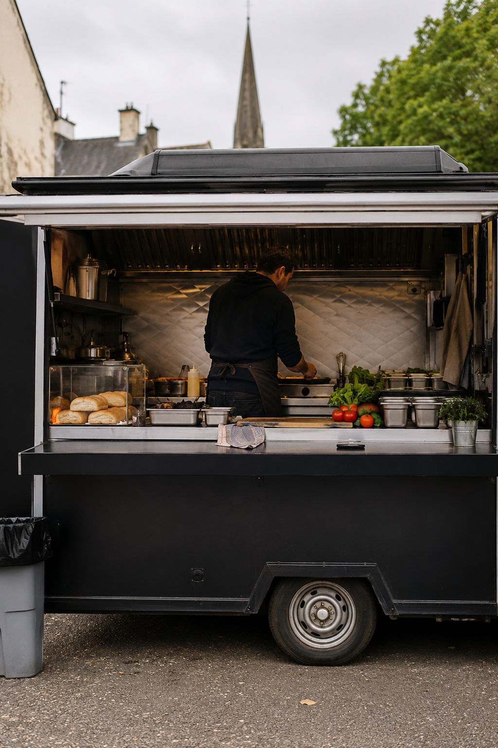 Cuisinier travaillant au camion